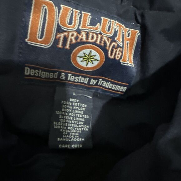 Duluth Trading Full Zip Hooded Fleece Lined Windbreaker Jacket Men’s L Navy Blue - Picture 2 of 4